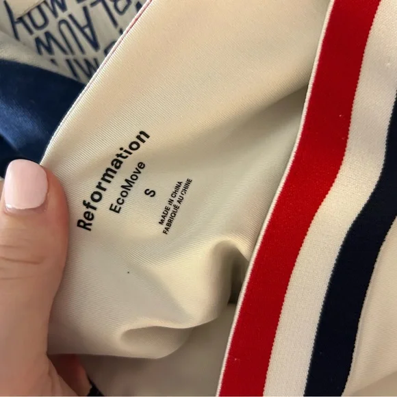 Reformation EcoMove Farrah White Red Blue Workout Dress - Picture 8 of 8